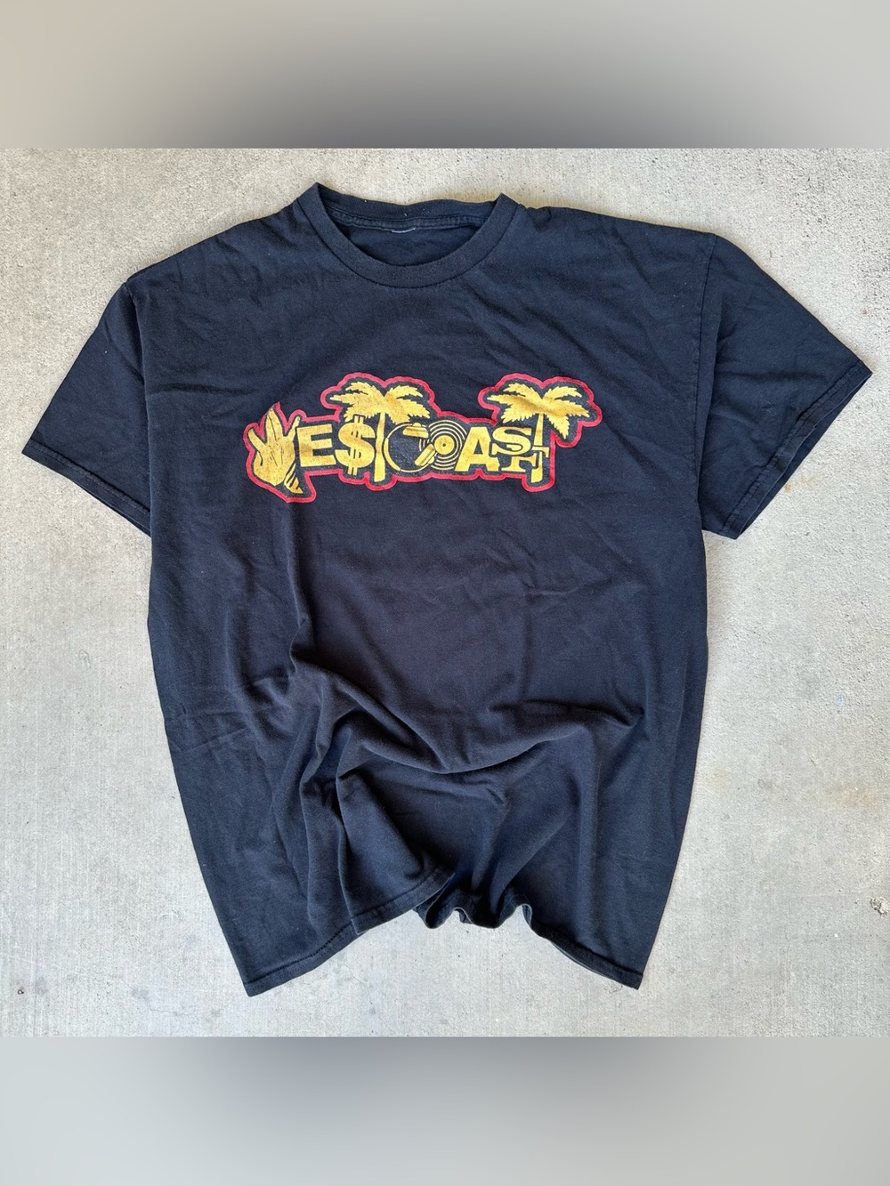 Y2K West Coast SF Niners Bay Area Mens 2000s Black Hip Hop T-Shirt Medium